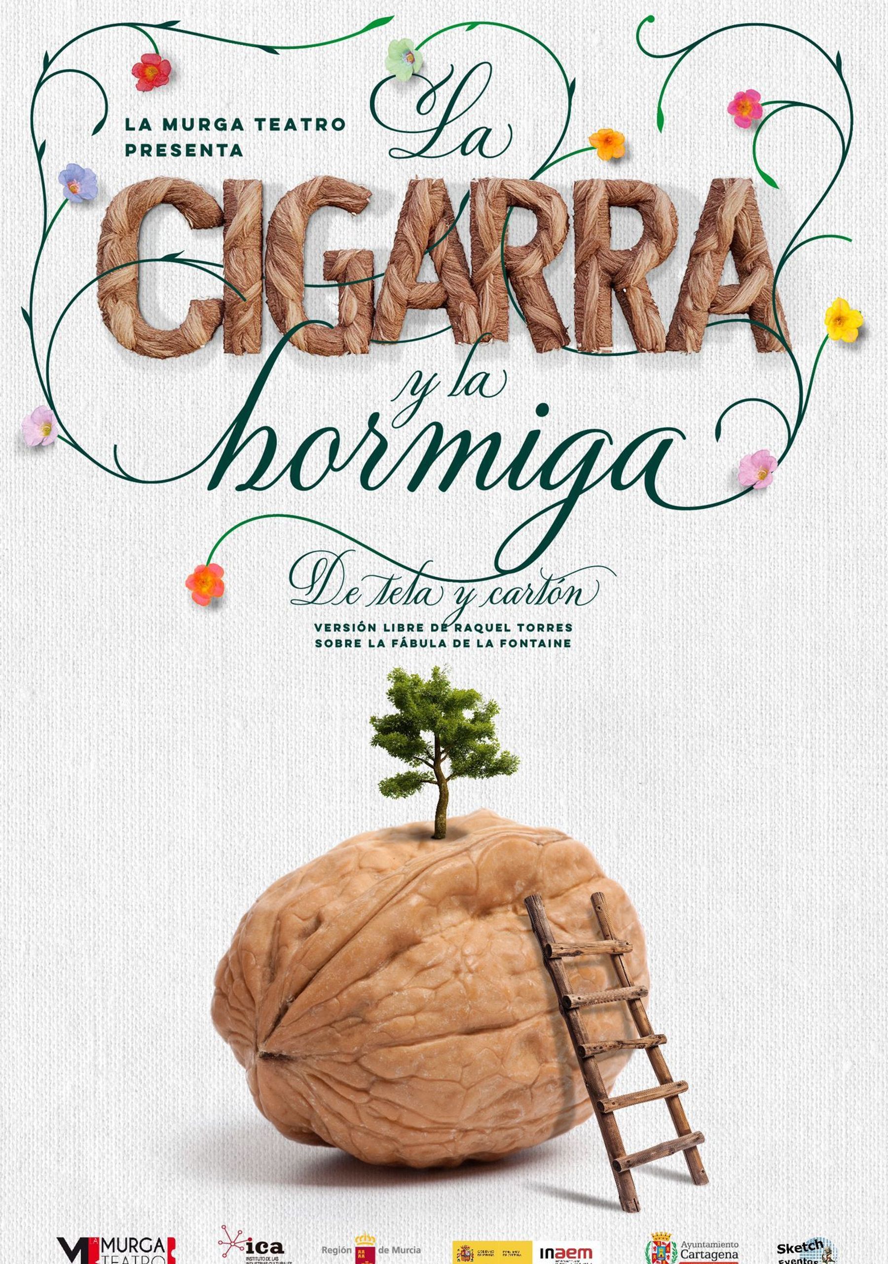 La cigarra y la hormiga, de tela y cartón
