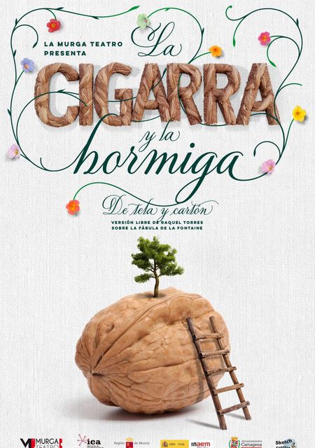 La cigarra y la hormiga, de tela y cartón